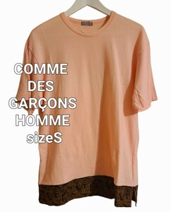 COMME des GARCONS HOMME　 AD2003裾ペイズリー刺繍装飾TシャツsizeS