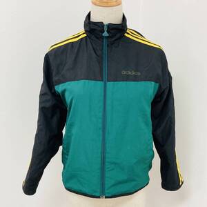 a00472 adidas アディダス ジャンパー ジャージ 長袖 ハイネック ３ストライプス サイズ130 グリーン ブラック 子供 キッズ 古着 USED 万能