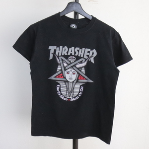 i71 2000年代製 THRASHER スラッシャー 半袖Tシャツ■00s 表記Sサイズ 古着 アメカジ ストリート ブラック 90s 80s 70s 60s スケーター 黒