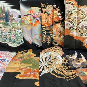  一右衛門No2256 黒留袖 8枚まとめ売り 金駒刺繍 金彩友禅 正絹着物 刺繍 豪華留袖 大量まとめ売り大処分