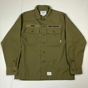 【02】 USED WTAPS 21SS BUDS LS Cotton Twill Shirts Olive ダブルタップス コットンツイル ユーティリティ シャツ (211BRDT-SHM02) F1064