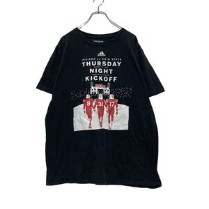 adidas 半袖 プリント Tシャツ L ブラック ホワイト レッド アメフト インディアナ オハイオ スポーツ 古着卸 アメリカ仕入 a507-6572