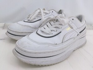 ◇ PUMA プーマ DEVA LEATHER 375005-01 厚底 スニーカー シューズ サイズ23.0cm ホワイト ブラック レディース P