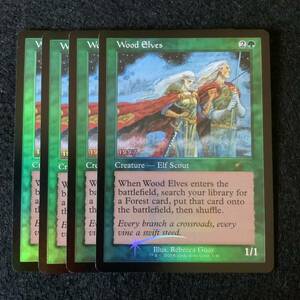 即決》MTG 30周年プロモ　他言語版　Wood Elves/ウッドウルフ　Foil 4枚セット