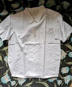 未使用レトロ 学生ブラウス 半袖 LLサイズ 白 デットストック スクールシャツ 日本製 コスプレなどに