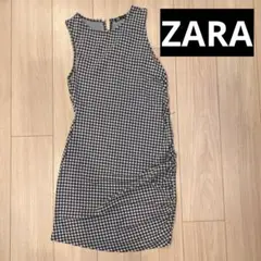 ZARA ノースリーブ チェック柄 ミニワンピース M