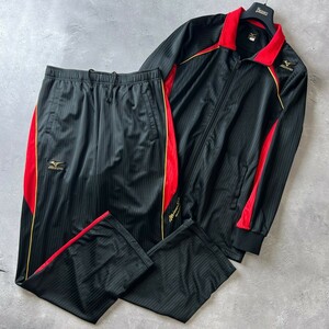 美品 Mizuno Pro ミズノプロ トレーニングウェア ジャージ ジャケット & パンツ 上下 セットアップ メンズ 大きいサイズ XO (2XL) 黒 野球