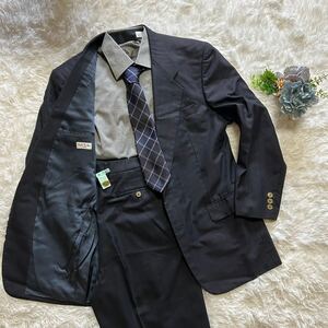 【男の戦闘服】ポールスミス ロンドン セットアップ スーツ ストライプ 紺 ネイビー L 2B フォーマル PaulSmith London (240902-ss-6y)