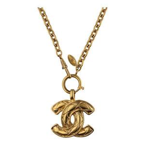 シャネル/CHANEL ヴィンテージ マトラッセ CCロゴ ネックレス ゴールド ココマーク アクセサリー 真鍮 歌舞伎屋 【中古品】 21010051SI