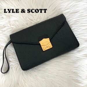 LYLE&SCOTT クラッチバッグ セカンドバッグ　オーストリッチ　 黒 