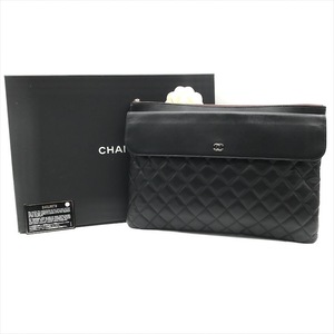 展示品 CHANEL シャネル ココマーク マトラッセ ラムスキン クラッチ バッグ ブラック a3353