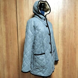 冬【navy natural】レディース　コート　L　グレー　ボアフード　暖か