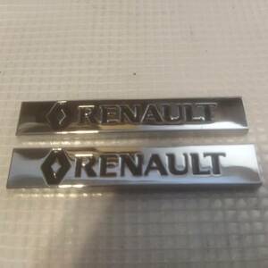 【ゆうパケット送料込】RENAULT(ルノー) エンブレムプレート 黒文字　縦1.0cm×横6.0cm　2枚組　金属製　