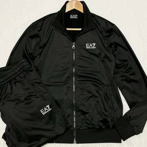 極美品/L相当◎ エンポリオアルマーニ セットアップ ジャージ EMPORIO ARMANI EA7 ジップ トラックジャケット パンツ ブラック ロゴ 4043