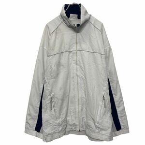 UMBRO ロゴ ナイロン ジャケット アンブロ XL ホワイト ネイビー フルジップ ビックサイズ 古着卸 アメリカ仕入 a609-7021