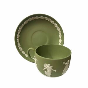 ④同梱可★売り切り1円〜★ウェッジウッド カップ&ソーサー 1客 WEDGWOOD ダンシングアワー ジャスパー グリーン 緑 陶器 インテリア 