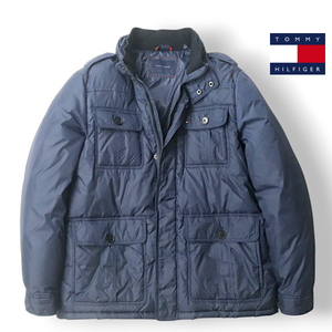 美品 TOMMY HILFIGER トミーヒルフィガー 撥水ナイロン 中綿入り M-65 ミリタリージャケット 紺 ネイビー XL【参考価格￥33,000-】