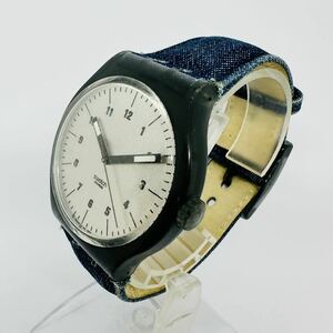 23 SWATCH swatch スウォッチ メンズ腕時計 腕時計 時計 watch クオーツ クォーツ Quartz 3針 シルバー文字盤 デニムベルト S221 NKH