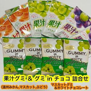 【送料無料】果汁グミ＆グミinチョコ 詰合せ　温州みかん マスカット ぶどう マスカットグミ＆ホワイトチョコレート　正規品　人気商品