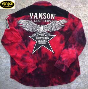 大きいサイズ!未使用(XXL)定価18,480円[VANSON 長袖シャツ イーグル＆ワンスター 刺繍ワッペン タイダイ コーデュロイシャツ]NVSL-2308 568