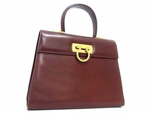 1円 ■美品■ Salvatore Ferragamo フェラガモ BA212181 ガンチーニ レザー 2WAY ハンドバッグ ショルダーバッグ ブラウン系 EA2257