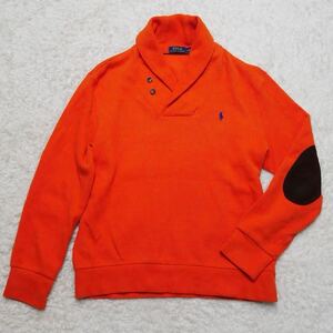 【極美品 現行タグ XLサイズ】 POLO RALPH LAUREN ポロ エルボーパッチ ラルフローレン スウェット トレーナー ショールカラー 羊革 ラム