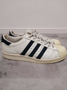 adidas アディダス スーパースター 80s　B25964 26cm ホワイト スニーカー レザー ネイビー　superstar OSAGARI