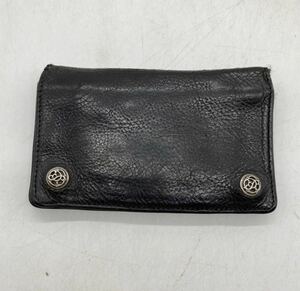 CHROME HEARTS 1 ZIP LEATHER WALLET USA BLACK クロムハーツ 1ジップ レザー ウォレット 財布 ブラック 初期 フローラルボタン R1454