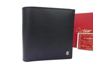 1円■新品■未使用■ Cartier カルティエ パシャ レザー 二つ折り 財布 ウォレット 小銭入れ 札入れ メンズ レディース ブラック系 FH4399