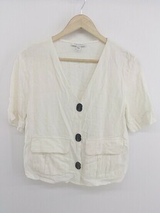 ◇ TOPSHOP トップショップ リネン混 Vネック 五分袖 ジャケット サイズUK 10 EUR 38 US 6 ホワイト系 レディース E