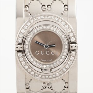 ■ 1円 ～ 中古 参定46.7万■ グッチ GUCCI ■ トワール YA112504 72P ダイヤ ■ 112 レディース 回転 バングルウォッチ ベージュ クォーツ