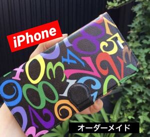 ハイクオリティー iPhone15手帳型ケース 14 13 12 SE3 数字　ストリート