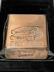 zippo 底面斜体 ロゴ ブロンズ 筆記体 歴代ロゴ 年代物 1991年製 copper コッパー カッパー Bronze 希少刻印 デットストック ケース 保証書