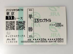 ウンブライル 11/23 キャピタルステークス 現地 単勝馬券 東京競馬場 JRA