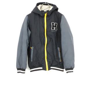 14YEARS hummel ヒュンメル フード付きブルゾン 中綿 フルジップ ブラック×グレー 長袖 リユース ultramou ou0719