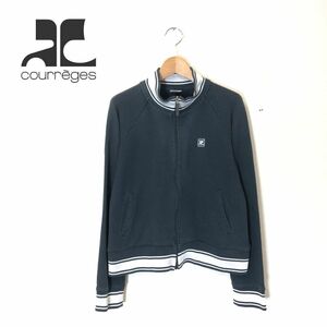 1K1345-T◆courreges クレージュ トラックジャケット ジップアップ 刺繍ロゴ リブ◆size40 ネイビー メンズ トップス コットン100