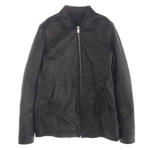 Rick Owens リックオウエンス RU02C7766-LNV Zip Up Leather Jacket ジップアップ レザー ジャケット ラムレザー ブラック系 48【中古】