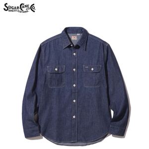 SUGAR CANE 421A)NAVY/SIZE XL SC27852 “BLUE DENIM WORK SHIRT”