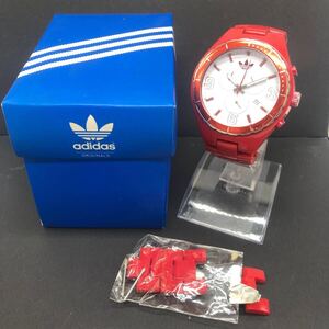 adidas アディダスオリジナル　クロノグラフ　ADH2617 5ATM レッド　不動　リューズ可動　箱・あまりゴマあり　中古　YS WC9K