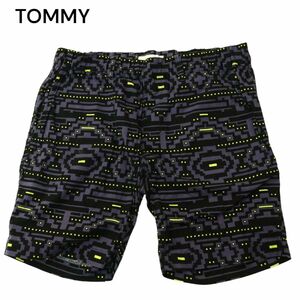 TOMMY トミー ヒルフィガー 春夏 ロゴ★ 幾何学柄 総柄 ハーフ ショート パンツ Sz.M　メンズ グレー　A4B02524_5#P