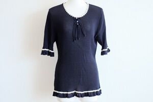 即決☆ トリコシック TRICOT CHIC リブ ニット トップス ネイビー size 48 フェミニン ☆クリックポストOK☆771688