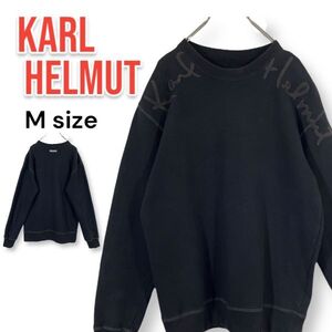 【日本製】 KarlHelmut カールヘルム 長袖 丸首 スウェット トレーナー トップス メンズ M サイズ 黒 ブラック ロゴ ピンクハウス