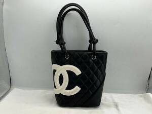 ok9414060/外観美品 CHANEL シャネル カンボンライン スモールトート ココマーク ラムスキン レザー ミニバッグ ブラック シール有