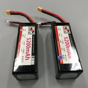 【在庫処分】◆新品・格安 2本セット◆ 6s 22.2v 5200mah 60C~120Cリポバッテリー　550～800クラスなど対応 @05