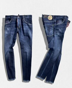 新品 正規品 2024 TIE MATERIAL WASH SKATER JEANS 46 ディースクエアード デニム スケーター SKATERJEAN