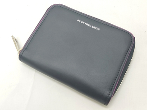 ♪売り切り 大特価 美品 Paul Smith ポールスミス PS BY PAUL SMITH ラウンドファスナーコインケース 小銭入れ レザー ブラック 中古♪