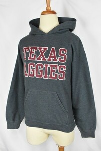 USA古着 テキサスA&M大学 アギーズ ロゴ スウェットパーカー sizeS グレー 杢柄 AGGIES カレッジ スポーツチーム アメリカ アメカジ GILDAN