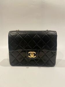 【1円〜】CHANEL シャネル ミニマトラッセ チェーンショルダーバッグ ラムスキン ターンロック ブラック 黒 管理番号K108