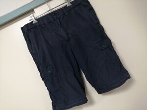 kkyj2656 ■ ユニクロ ■ ハーフパンツ ショートパンツ ボトムス カーゴ コットン 濃紺 ダークネイビー M