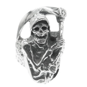 CRAZY PIG クレイジーピッグ GRIM REAPER RING LARGE グリムリーパー スカル 死神 リング ラージ シルバー系 19号【美品】【中古】